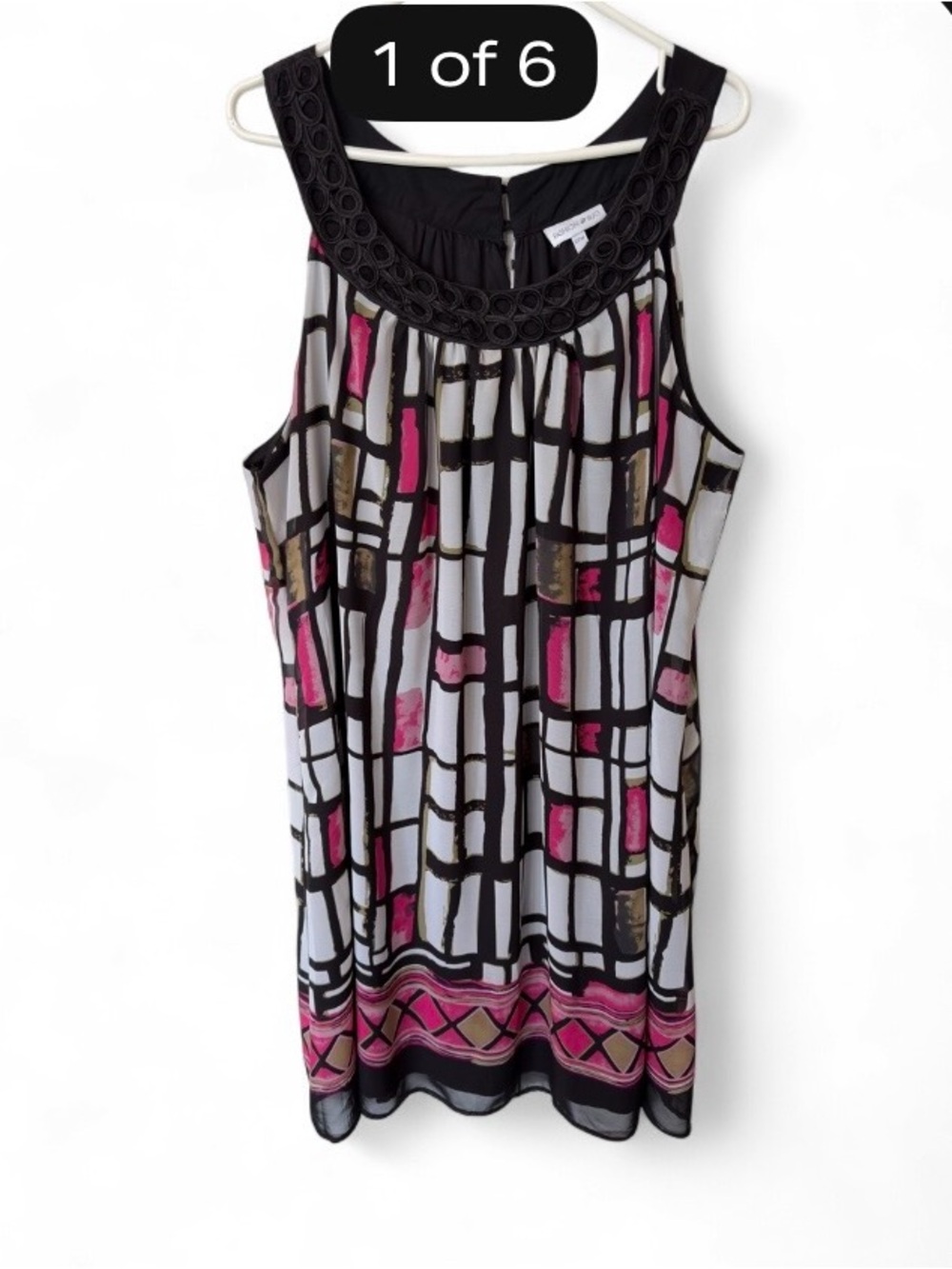 Fashion Bug Black & Pink Geometric Sleeveless Mini Dress